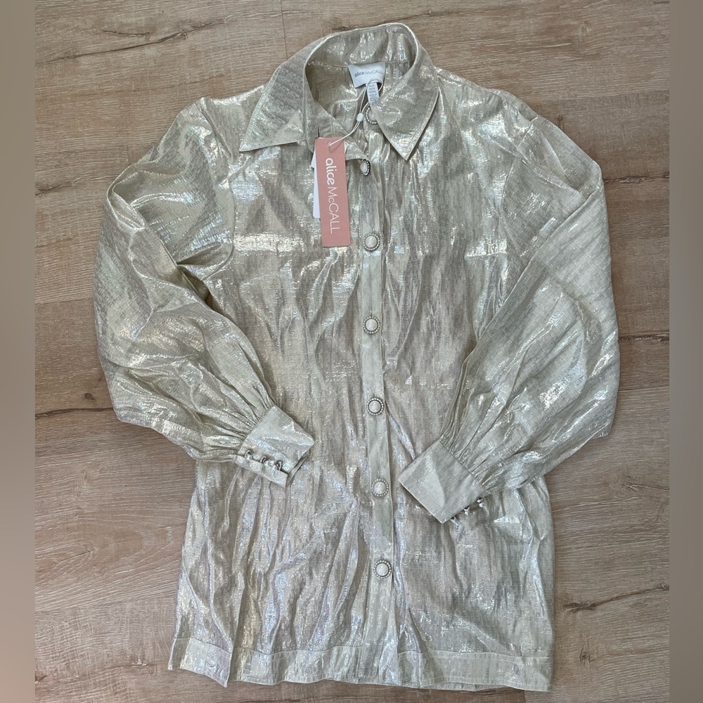 Alice McCall mini Metallic Dress - Santa Monica shirt dress Small NEW